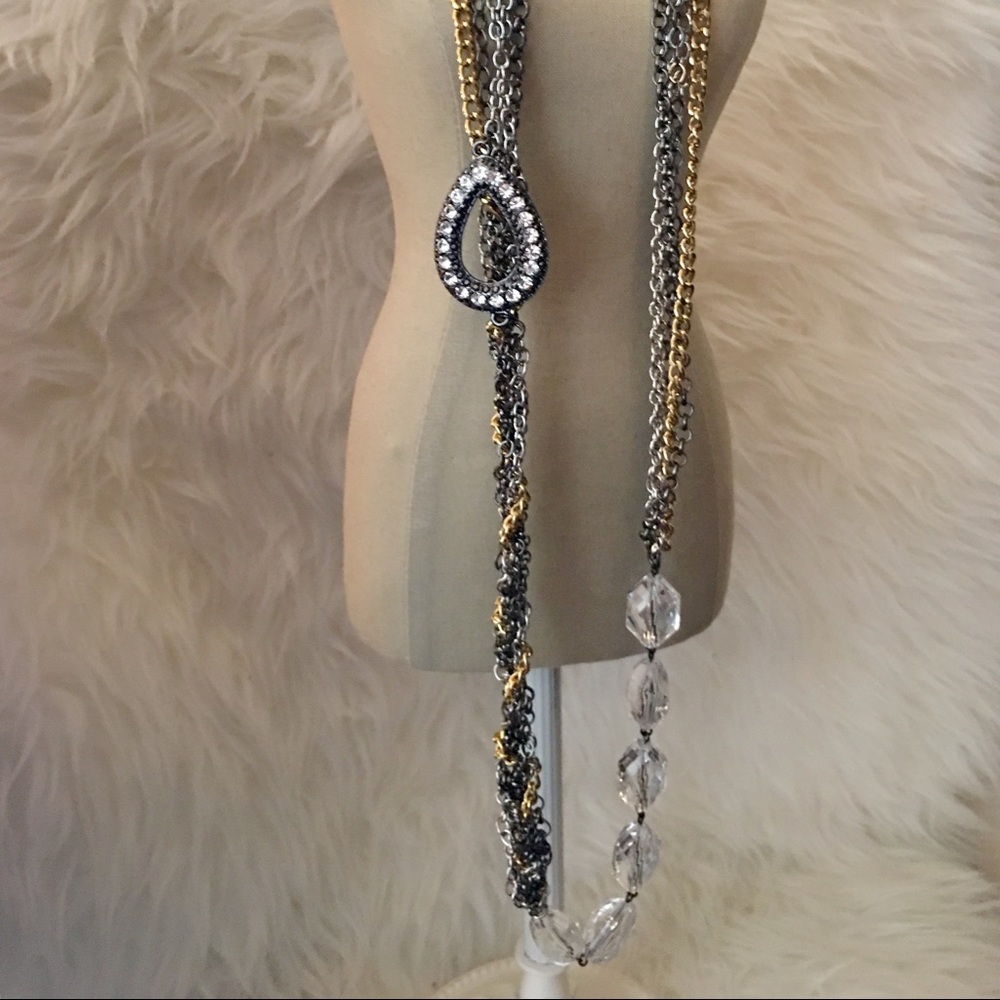 Gold/Silver/Gunmetal/Rhnstns Long Necklace *N/WOT*